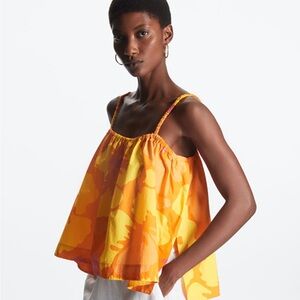 Cos Women Sz Medium Colorful Orange/Yellow/ Pink Cami Tulip Blouse Summer Beach